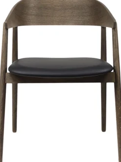 AC2 armchair, Smoked oak, Leather Black