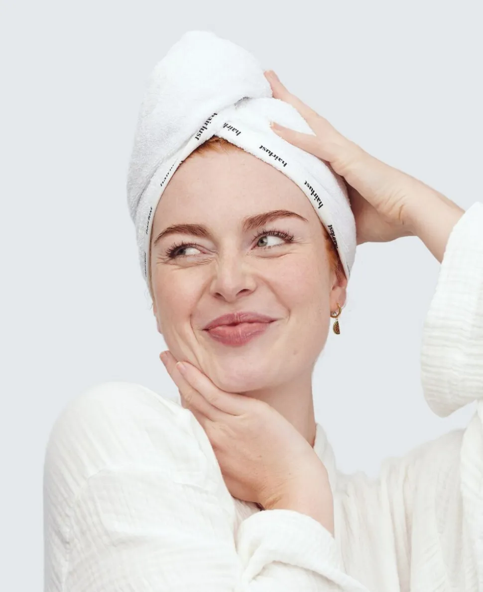 Bamboo Hair Towel Wrap, White