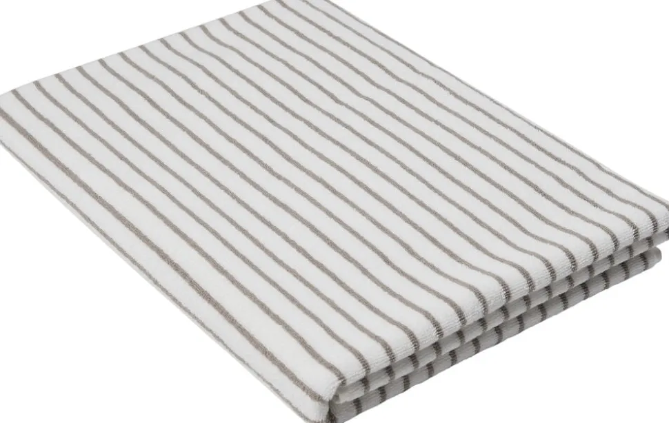 Beach towel 100x180cm smal strib beige GOTS