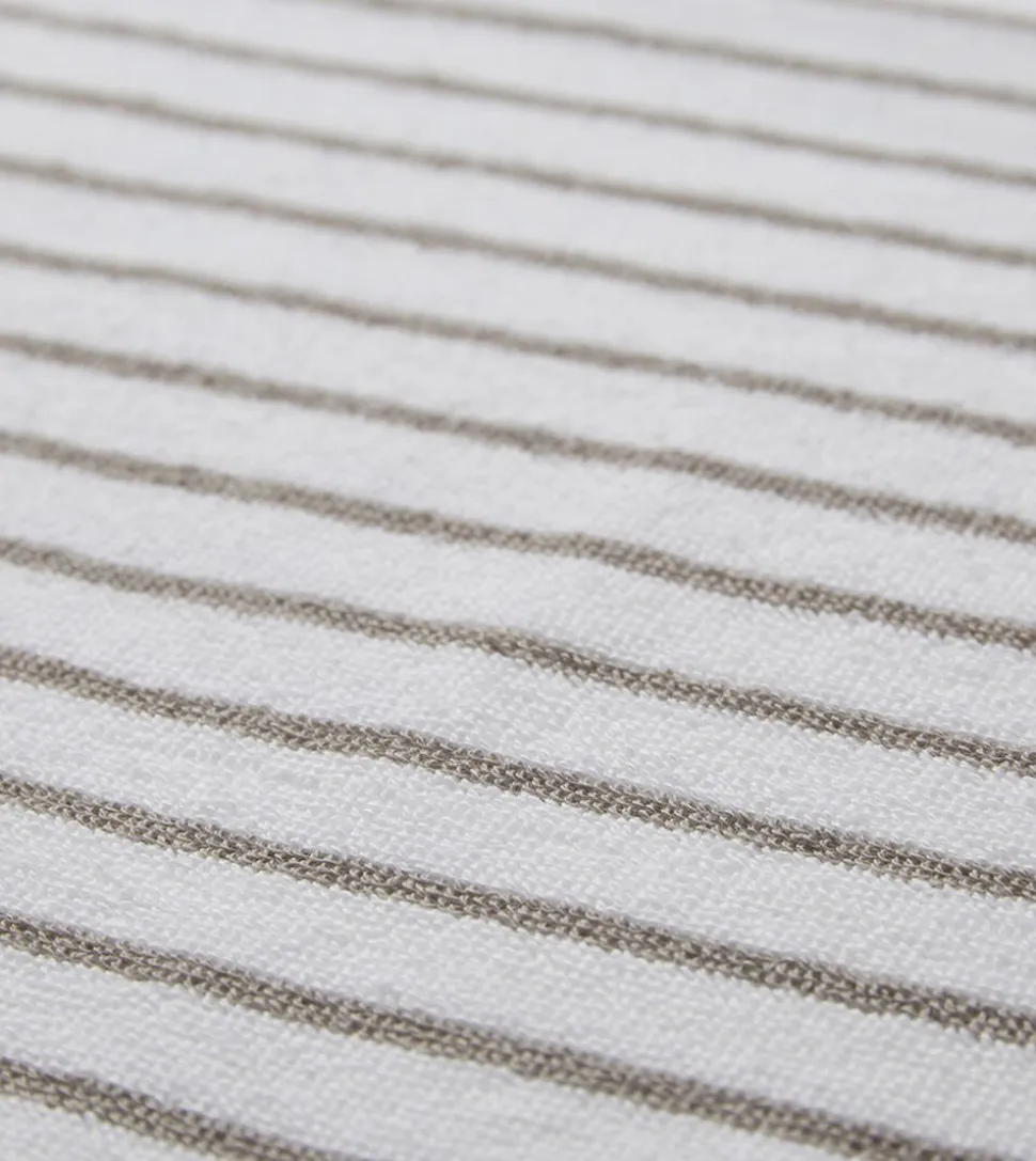 Beach towel 100x180cm smal strib beige GOTS
