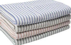 Beach towel 100x180cm smal strib lyseblå GOTS