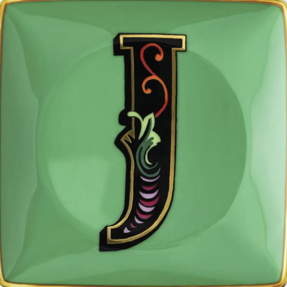 Bowl 12cm sq. flat, Holiday Alphabet J, Versace
