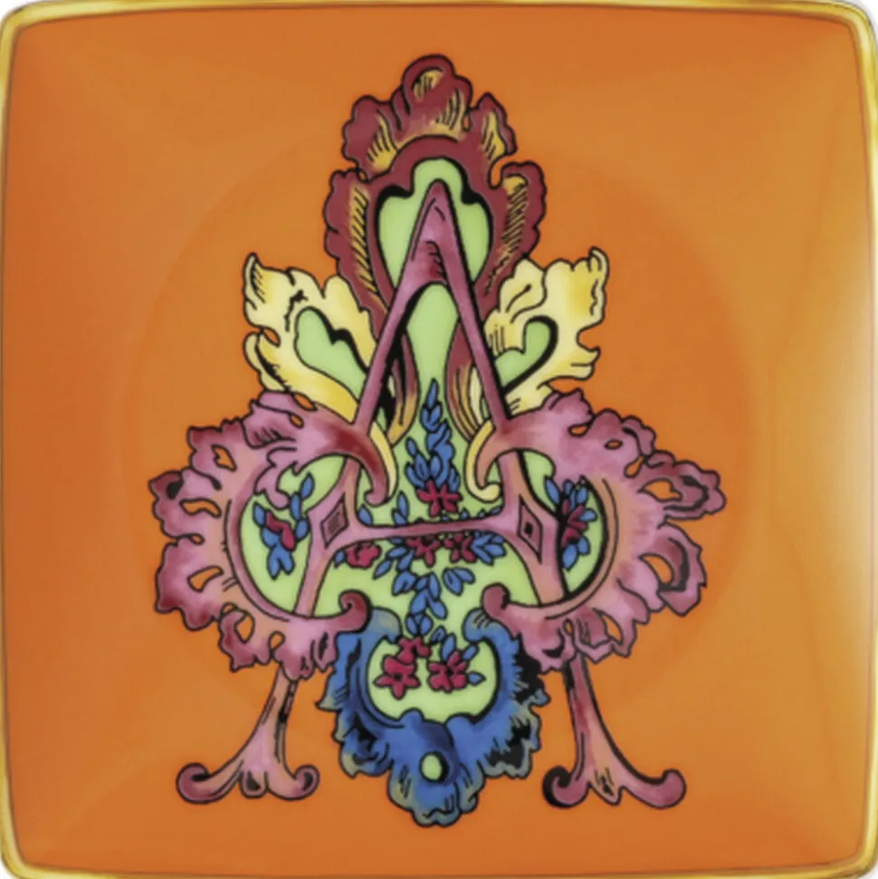 Bowl 12cm sq. flat, Holiday Alphabet A, Versace
