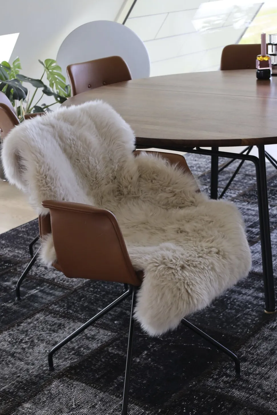 90cm-up New Zealand Sheepskin, Long Wool Beige 90x60