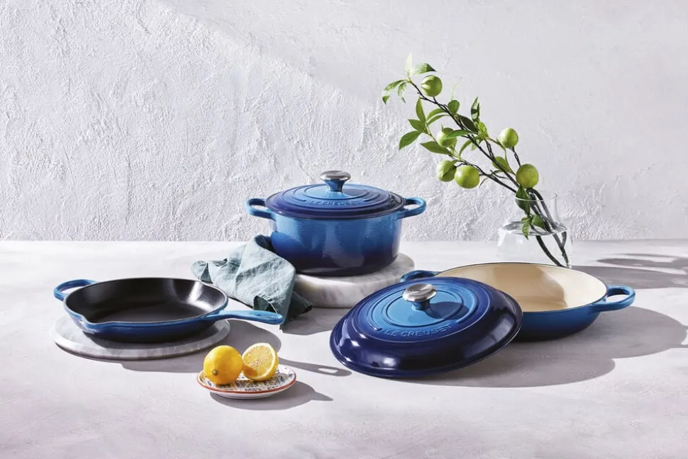 Dyb Stegepande i støbejern 26cm Azure Blue