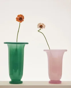 Empire Vase-Large-Green with dark green rim