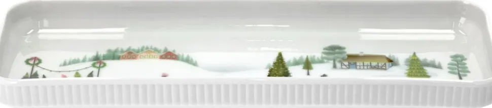 Fad rektangulært Vinter 36 x 12 cm Hvid Ovnfast porcelæn