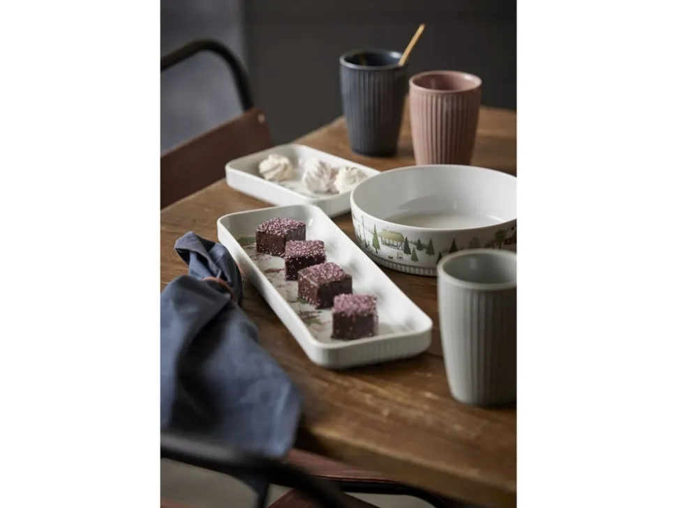 Fad rektangulært Vinter 36 x 12 cm Hvid Ovnfast porcelæn