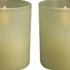 Glass Candle, Light green leaf, 2-pack, 6x7 cm
