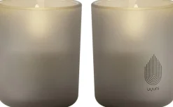 Glass Candle, Sandstone, 2-pack, 6x7 cm