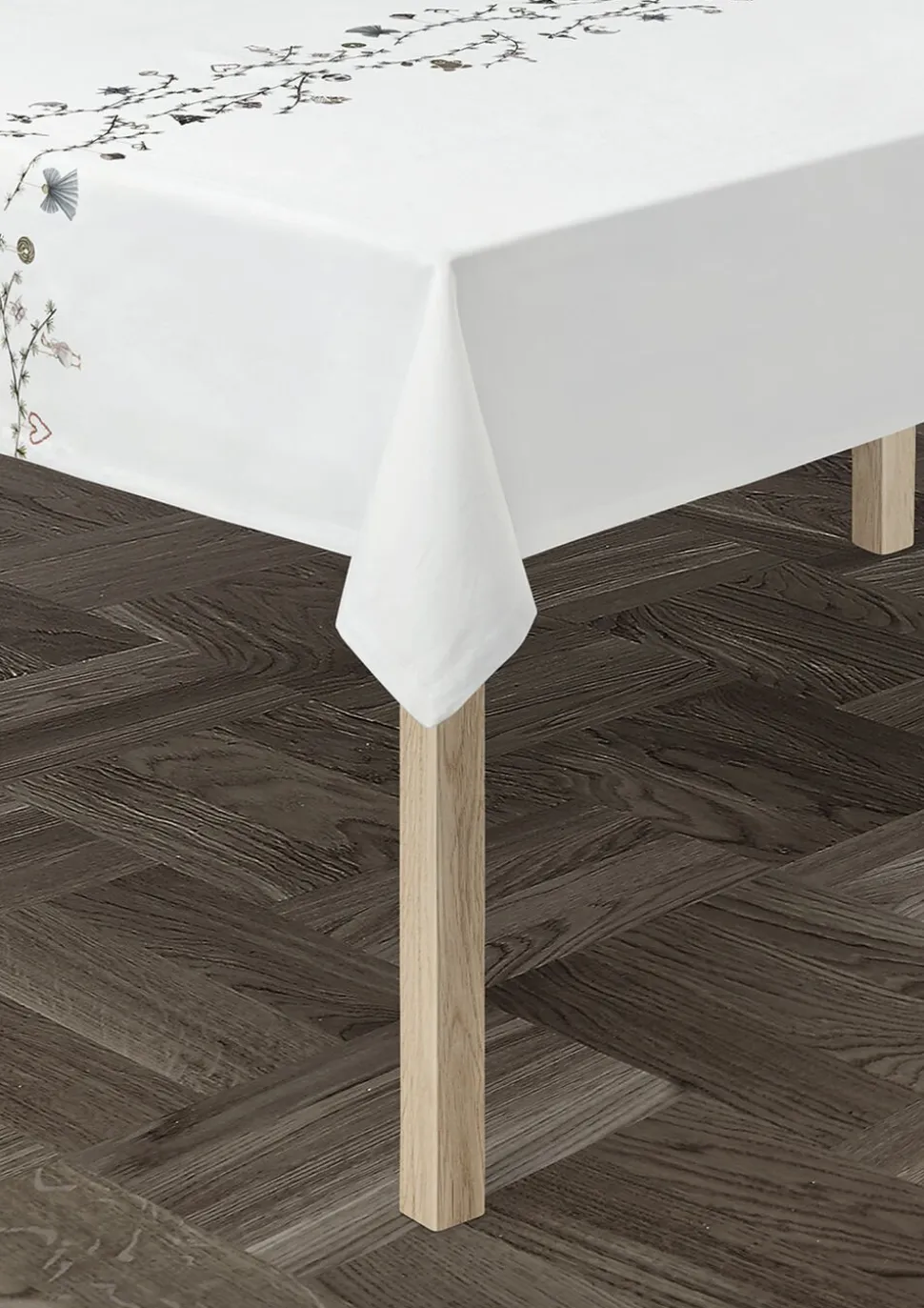Hammershøi Christmas Dug 150x320 cm hvid m. deko