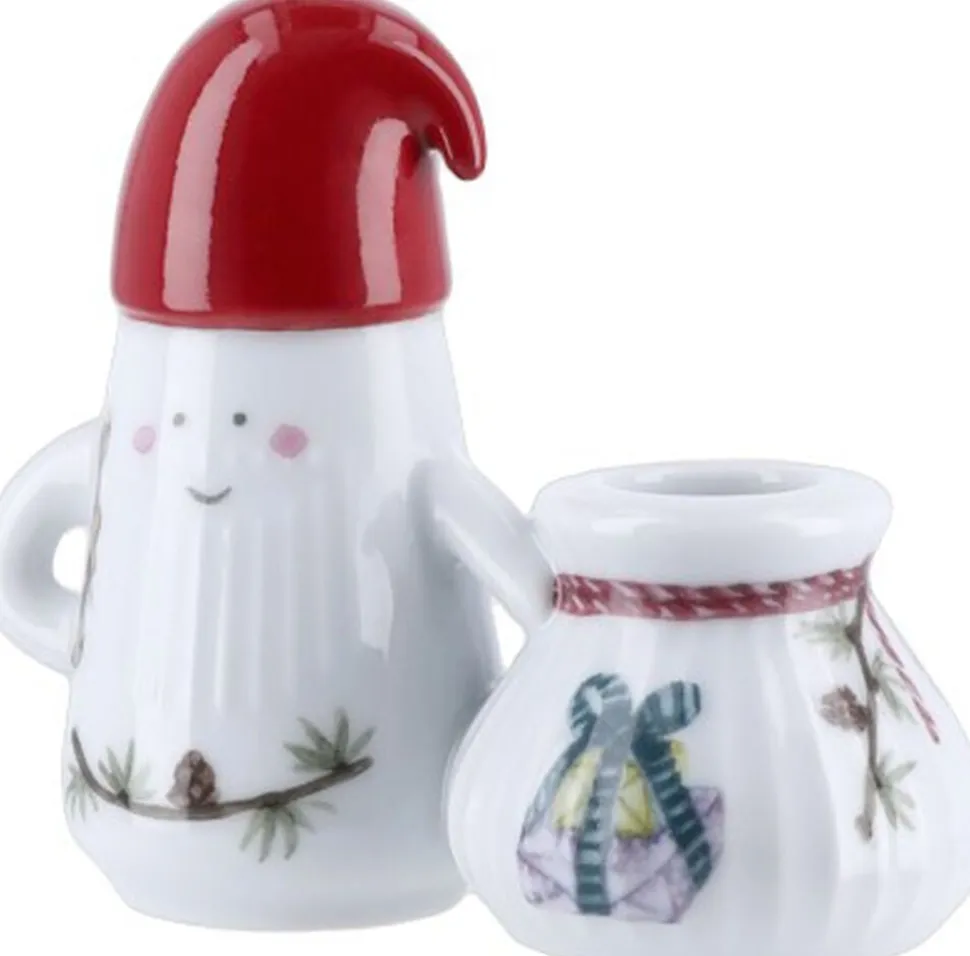 Hammershøi Christmas Nissefar lysestage H8. 5 hvid m. deko