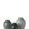 Knabstrup mini vase 3 Stk ripple mat misty green, celadon green, dark