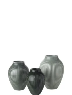 Knabstrup mini vase 3 Stk ripple mat misty green, celadon green, dark