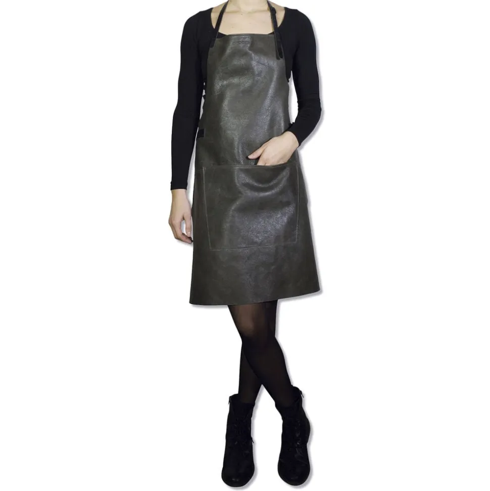 Læderforklæde BBQ Style Apron Vintage Grey
