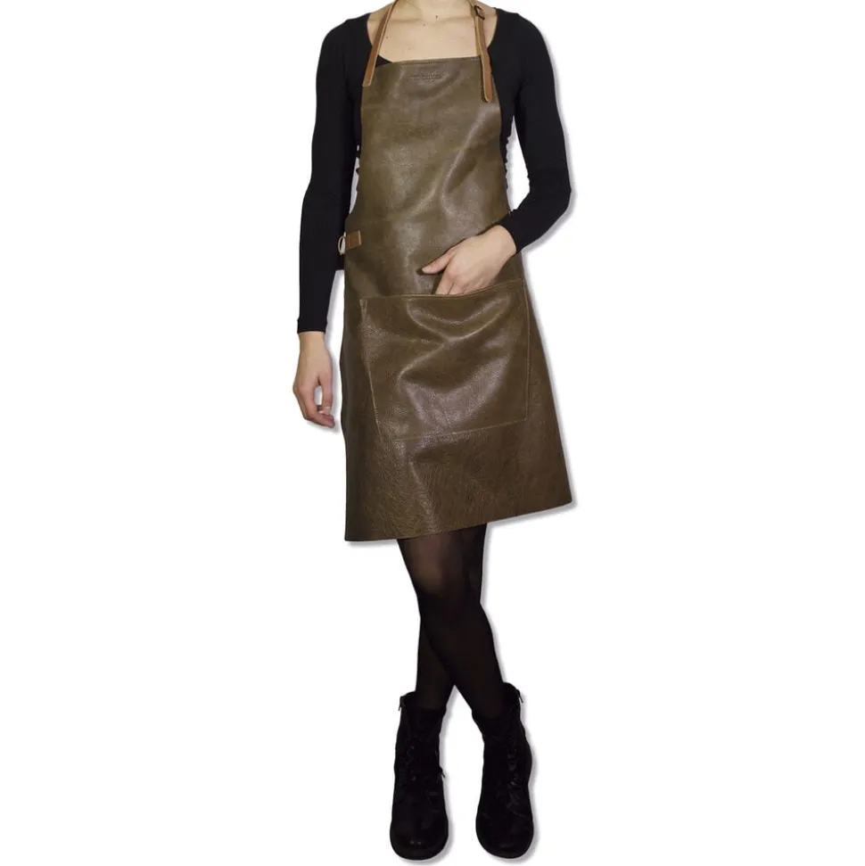 Læderforklæde BBQ Style Apron Vintage Brown