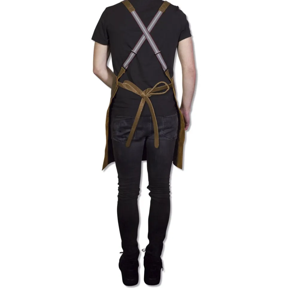 Læderforklæde Suspender Serie Apron Vintage Brown