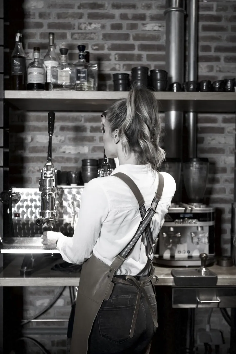 Læderforklæde Suspender Serie Apron Vintage Brown