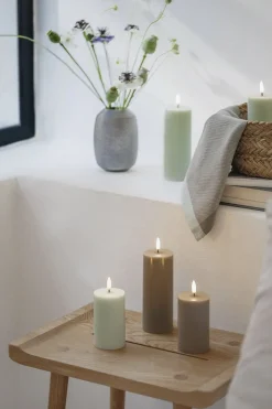 LED pillar candle, Sandstone, Smooth, 5,8x10,1 cm