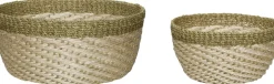 Palm Baskets Natural/Light green set of 2