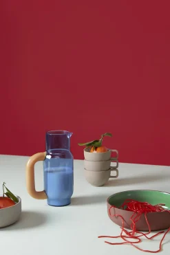 PITCHER, BLUE/MILKY AMBER