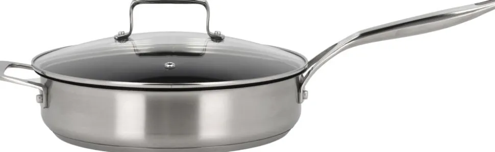 Sauterpande med glaslåg 79NORD Hybrid 24 cm Stål
