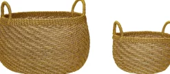 Solar Baskets Natural/Orange set of 2