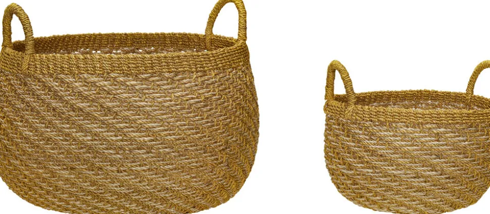 Solar Baskets Natural/Orange set of 2