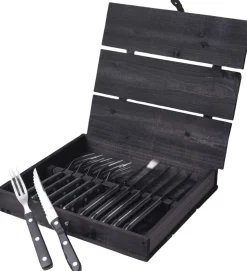 Steakbestik/grillbestik Old Farmer black 12 dele Sort/Stål