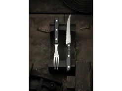 Steakbestik/grillbestik Old Farmer black 12 dele Sort/Stål