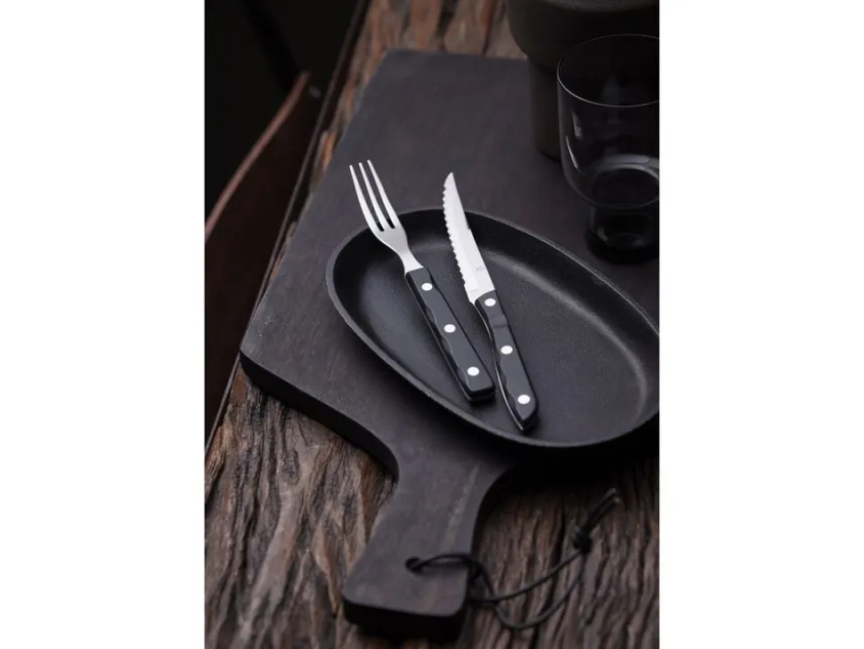 Steakbestik/grillbestik Old Farmer black 8 dele Sort/Stål