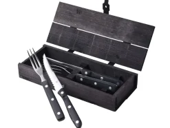 Steakbestik/grillbestik Old Farmer black 4 dele Sort/Stål