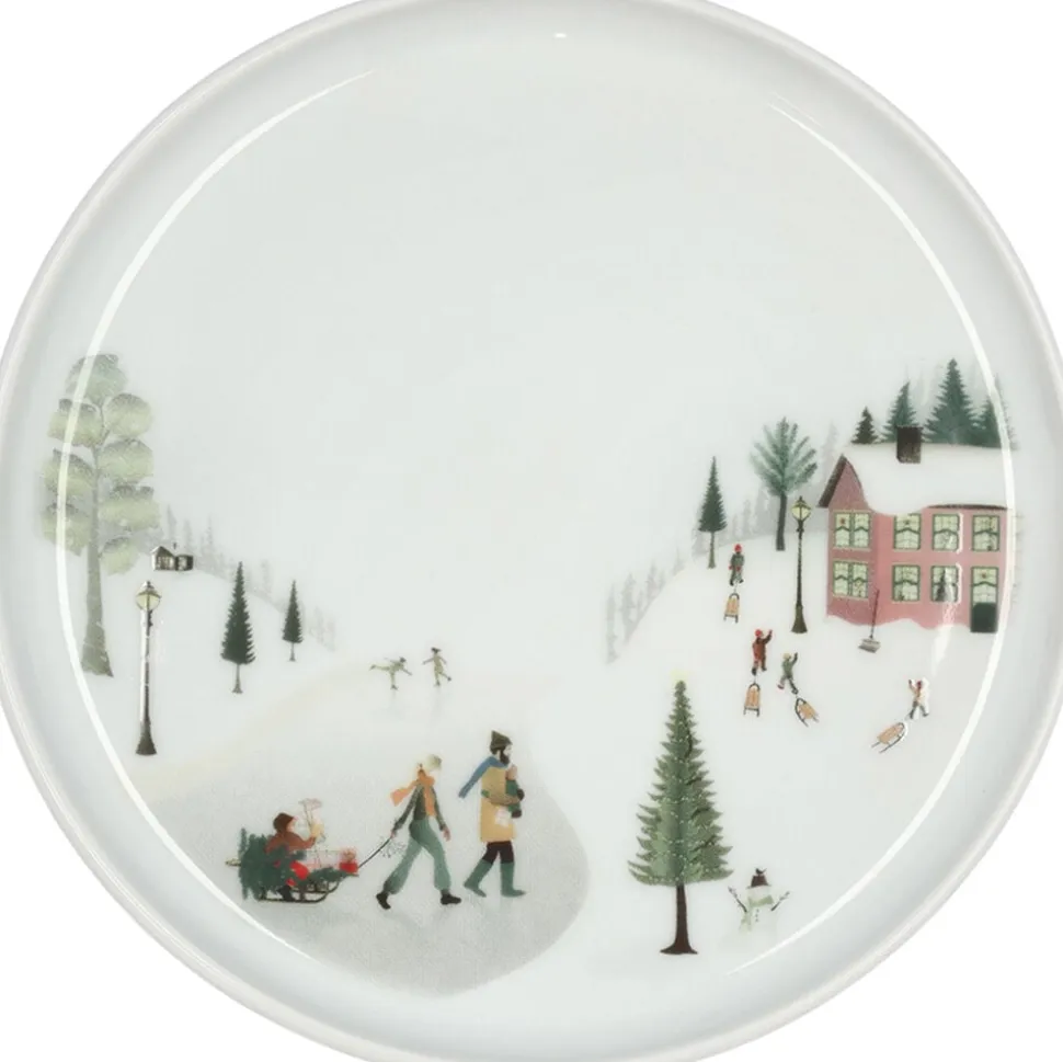 Tallerken flad lige kant Vinter 15,5cm Hvid Ovnfast porcelæn