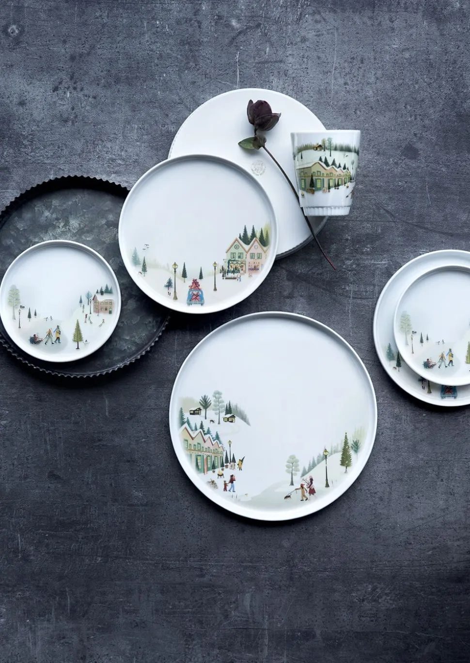 Tallerken flad lige kant Vinter 15,5cm Hvid Ovnfast porcelæn