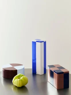 Tin Container-Round-Burgundy and ice blue
