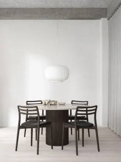 Vipp494 Cabin round Ø130 L. Beige marble, Dark oak